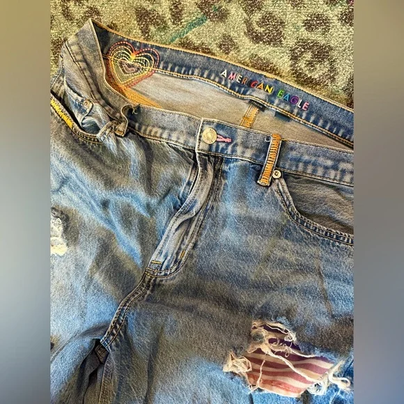 AEO Strigid Baggy Flare, Pride Edition with Colorful Detailing - Size 10 - Picture 4 of 8